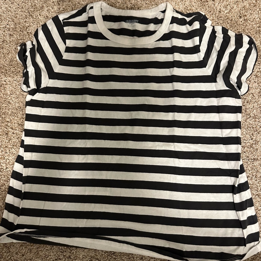 Old Navy Black and White Striped Kids Tee